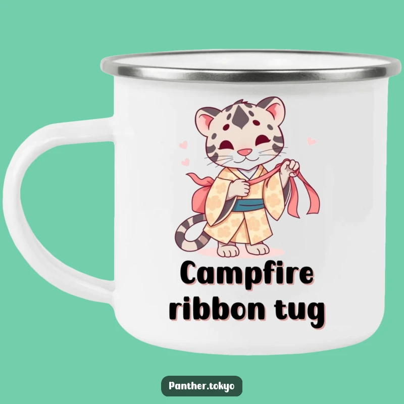 Funny Panther Camping Mug - Playful Kimono Outdoor Drinkware Gift