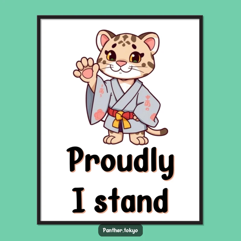 Funny Proud Panther Kimono Digital Art: Ceremonial Elegance, Instant Gift