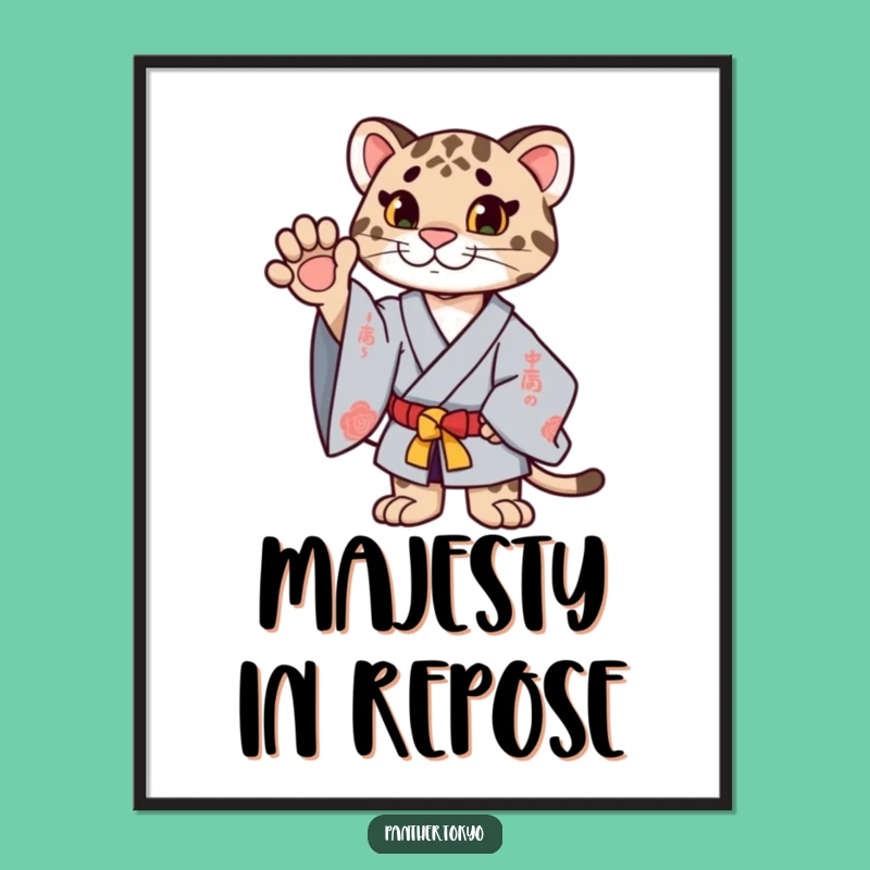 Funny Proud Panther Kimono Poster: Ceremonial Art, Elegant Wall Gift